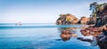 Splendid Mediterranean seascape in Turkey. Panorama of a small a Royalty Free Stock Photo