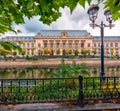 Splendid morning cityscape of Bucharest city - capital of Romania, Europe. Picturesque summer view of Court of Appeal Building on Royalty Free Stock Photo