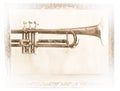 A splendid old jazz trumpet to be framed Royalty Free Stock Photo