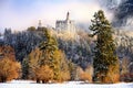 Splendid scene of royal castle Neuschwanstein and surrounding area in Bavaria, Germany Deutschland Royalty Free Stock Photo