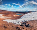 Splendid spring view of Krafla Viti Crater lake.