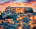 Splendid summer cityscape of Ragusa town.