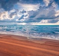 Splendid summer seascape of Adriatic sea. Stunning outdoor scene of Semanit beach.