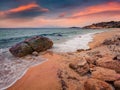 Splendid summer seascape of Aegean Sea. Royalty Free Stock Photo