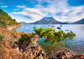 Splendid summer seascape of Mediterranean sea. Sunny morning view of Adrasan bay with view of Moses Mountain, Turkey, Asia. Beauty