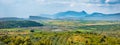 Splendid summer view of lields and gardens near Parga town. Sunny morning seascape of Ionian Sea. Beautiful outdoor scene of Greec Royalty Free Stock Photo