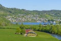 Splendid summer view with popular waterfall Steinsdalsfossen on Royalty Free Stock Photo