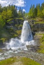 Splendid summer view with popular waterfall Steinsdalsfossen Royalty Free Stock Photo