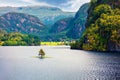 Splendid summer view of Suldalsvatnet lake. Picturesque morning scene in Norway, Europe. Beauty of nature concept background.