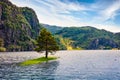 Splendid summer view of Suldalsvatnet lake. Picturesque morning scene in Norway, Europe. Beauty of nature concept background.