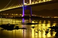 Splendid Tsing Ma Bridge night scene Hong Kong Royalty Free Stock Photo