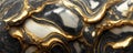 Splendid wavy pattern black and gold marbling .