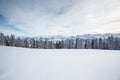 Splendid winter alpine scenery with high mountains