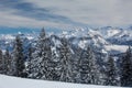 Splendid winter alpine scenery with high mountains