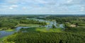 Splendor of aquatic plants. a group of plants that grow on the surface of the water.unseen.photo from drone. Royalty Free Stock Photo