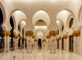 The splendor of decorative decorations of interior of Sheikh Zayed Grand Mosque in Abu Dhabi city, United Arab Emirates