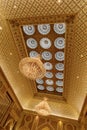 The splendor of the ornate ceiling of the presidential palace - Qasr Al Watan in Abu Dhabi city, United Arab Emirates