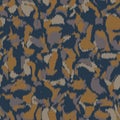 Spliced vector camouflage spots texture. Variegated animal skin background. Seamless camo ikat pattern. Modern distorted mottled