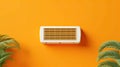 Split air conditioner on color wall. Closeup image. Royalty Free Stock Photo