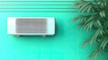 Split air conditioner on color wall. Closeup image. Royalty Free Stock Photo