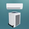 Split air conditioner and outdoor vrf unit. 3d render