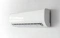 Split air conditioner on a white wall. Closeup image. Generative AI Royalty Free Stock Photo