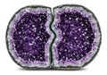 Split Amethyst Geode with Deep Purple Crystals and White Agate Band Royalty Free Stock Photo