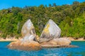 Split Apple Rock at  Abel Tasman national park in New Zealand Royalty Free Stock Photo