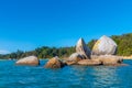 Split Apple Rock at  Abel Tasman national park in New Zealand Royalty Free Stock Photo