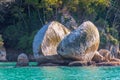 Split Apple Rock at  Abel Tasman national park in New Zealand Royalty Free Stock Photo