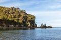 Split Apple Rock - granite rock formation in Abel Tasman National Park, New Zealand Royalty Free Stock Photo