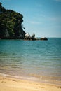 Split Apple Rock on sunny day. Abel Tasman National Park, New Zealand Royalty Free Stock Photo