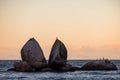 Split Apple rocks. the famous rocks in Abel Tasman National park, Kaiteriteri, New Zealand Royalty Free Stock Photo