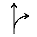 Split arrow sign. Branching way.