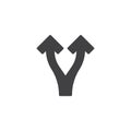 Split arrows up vector icon