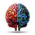 Split brain organic and digital fusion of human mind Royalty Free Stock Photo