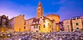 Split cathedral and Diocletian`s palace street evening view