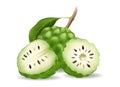 Split cherimoya fruit