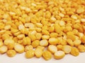 Split chickpeas legume dal chana Bengal gram lentils pulse yellow dahl food harbara channa daal splitchickpea closeup image photo