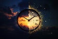 Split clock showing day and night time difference Royalty Free Stock Photo