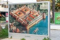 Split, Croatia - Aug 15, 2020: Illustration of Diocletian Palace original look on esplanade marina by coean Royalty Free Stock Photo