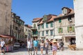 SPLIT, CROATIA - Aug 10, 2011: Tourists on a square in Split, Croatia Royalty Free Stock Photo