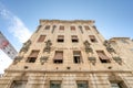 Split, Croatia - Aug 14, 2020: Yellow sulfur facade of Sumporne Toplice in old town in summer