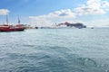 Ferry and liner in the port of Split city, Croatia.