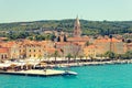 SPLIT, CROATIA - JULY 12, 2017: Harbor of Supetar city from the side of sea Royalty Free Stock Photo