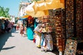 Market street souvenir shops in Split, Croatia