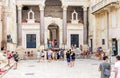 Tourists in the courtyard of Diocletian`s Palace Split.