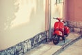 SPLIT, CROATIA - JULY 09, 2017: Vintage scooter parked near a building wall - Split, Croatia
