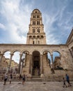 Split, Croatia - Jun 22, 2020: Diocletian palace ruins and cathedral bell tower, Split, Croatia Royalty Free Stock Photo