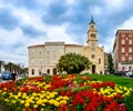 The church and monastery of St. Frane with colorful flowers in Split, Croatia Royalty Free Stock Photo